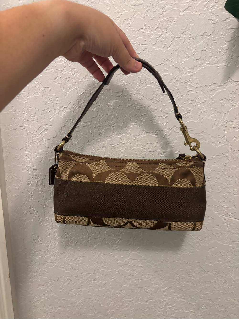 RARE Coach Brown and Tan Shoulder Bag baguette style Demi 90s 2000s